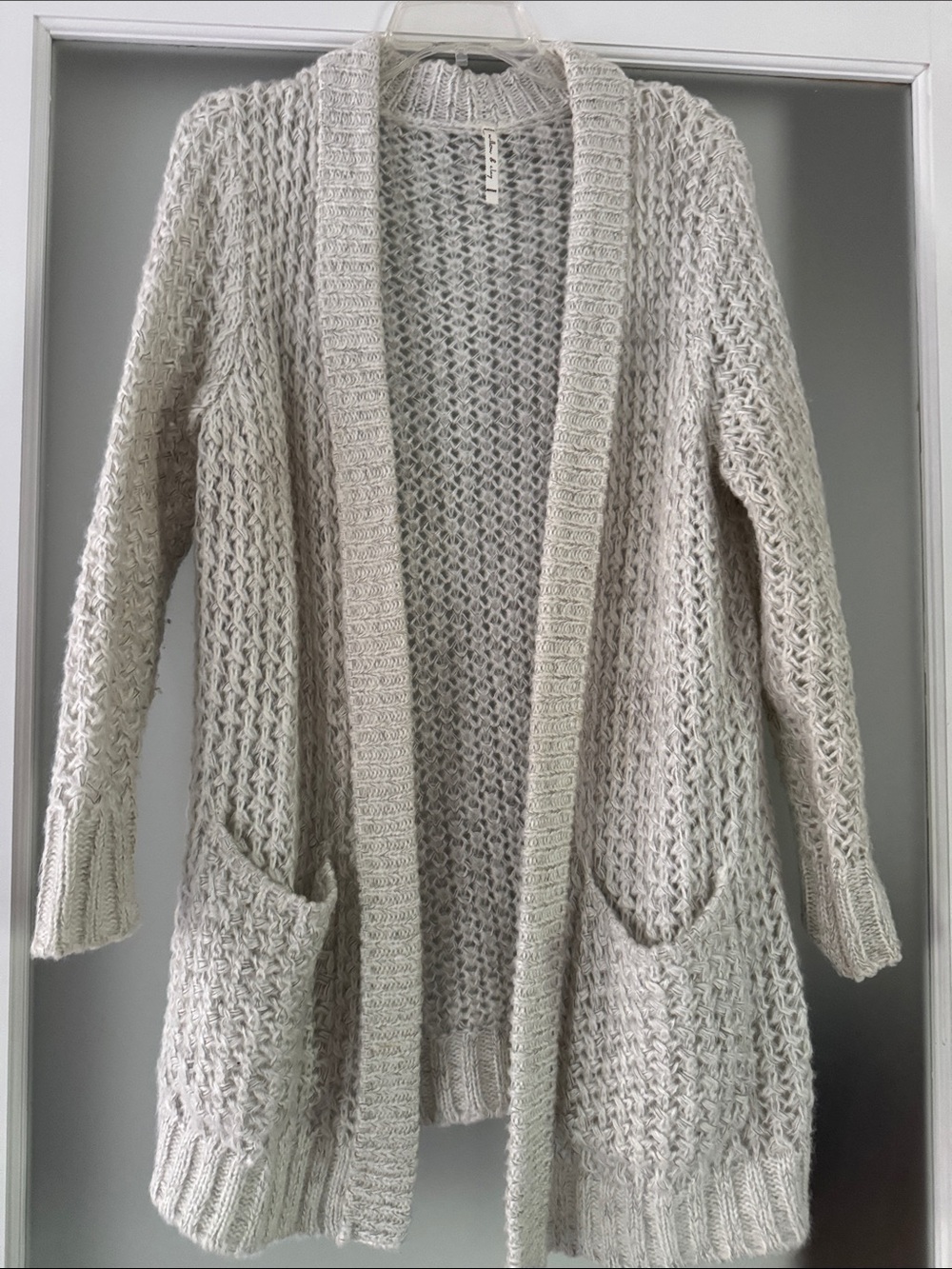 Willow & Clay Open-Front Chunky Knit Cardigan in Cream